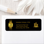 Étiquette Pièces noires et or CPA Comptable Classy Adresse (En situation)