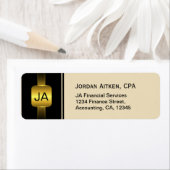 Étiquette Pièces noires et or Elégant comptable CPA (En situation)