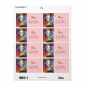 Étiquette PIERO AVEC CHAT rouge rose violet jaune (Feuille entière)
