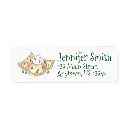 Étiquette Pierogies polonaises Pied de page Oignon vert Pous (Devant)