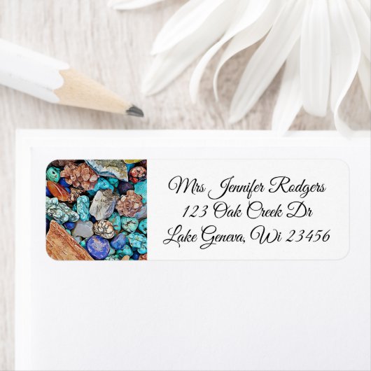 Étiquette Pierres et pierres turquoise Turquoise (En situation)