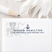 Étiquette Pieuvre marine avec Ancre | Adresse de retour (En situation)