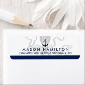 Étiquette Pieuvre marine et Ancre | Adresse de retour (En situation)