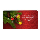 Étiquette Pin de Noël, cônes et baubles (Devant)