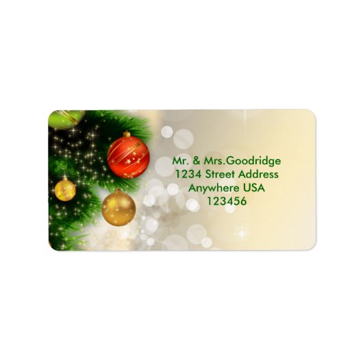 Étiquette Pin de Noël et baubles (Devant)