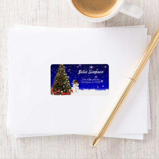 Étiquette Pin de Noël, Snowman (En situation)