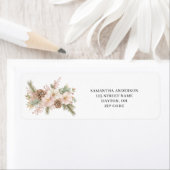 Étiquette Pin d'hiver rose Floral Adresse de retour (En situation)