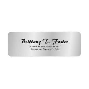 Étiquette Pinceau Gris Argent Brush Script minimaliste éléga