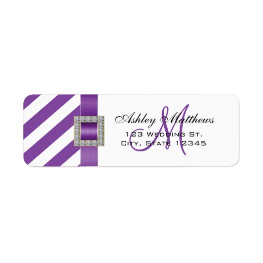 Étiquette Pinces violettes, Monogramme de ruban pour Mariage (Devant)