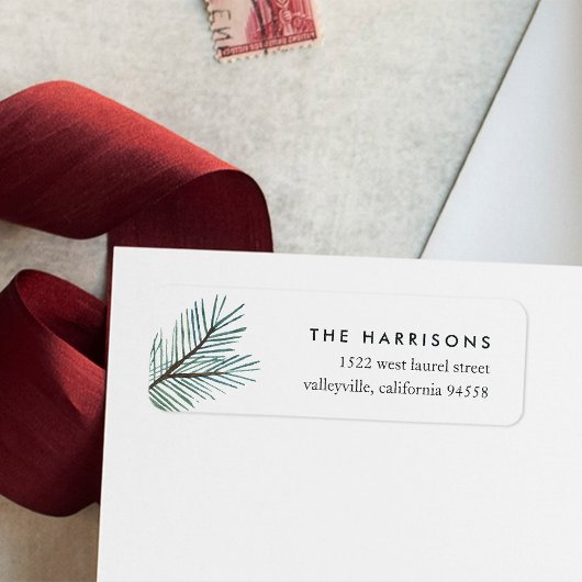 Étiquette Pine Boughs | Adresse de retour de vacances