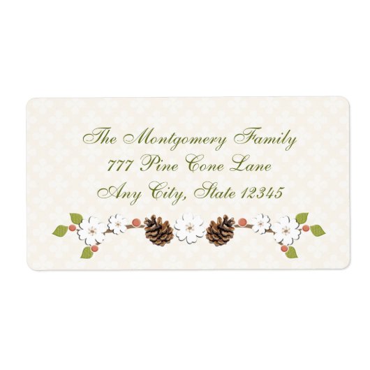 Étiquette Pine Cone et Laurel et Berries (Devant)