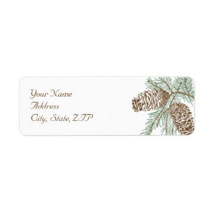 Étiquette Pine Cone Nature sur White Mariage Adresse de reto