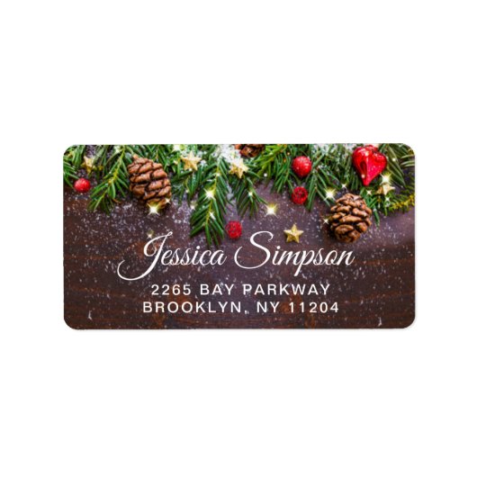 Étiquette Pine Cones Rustique Holiday Adresse de retour Labe (Devant)