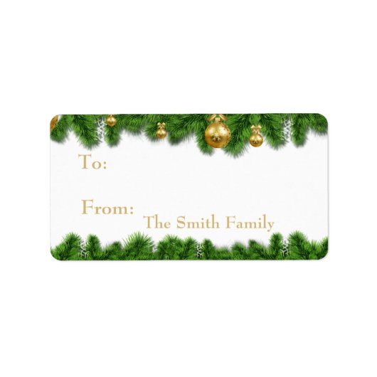 Étiquette Pine de Noël Garland Gold Balls de Noël (Devant)