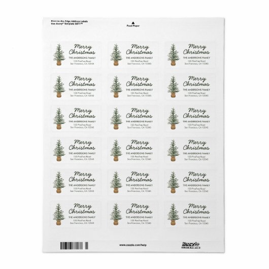 Étiquette Pine d'eau Noël (Feuille entière)