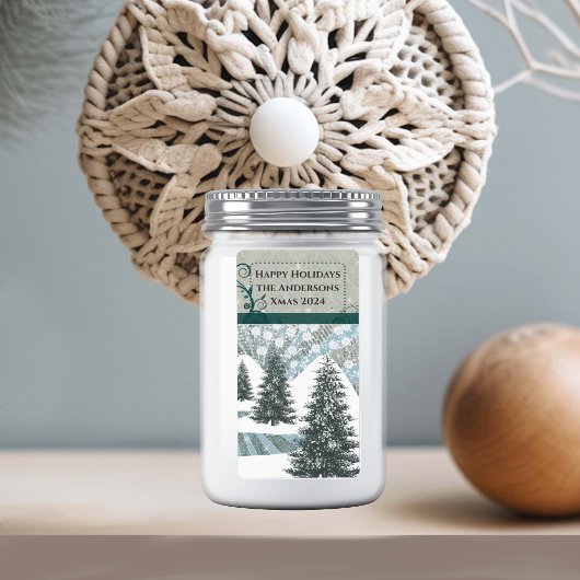 Étiquette Pine Tree Snow Grey Damas Adresse de retour