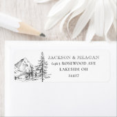 Étiquette Pine Trees Mountain Mariage Adresse de retour Labe (En situation)