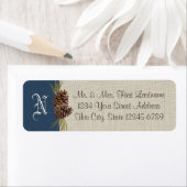 Étiquette Pinecones et Burlap Marine Blue Winter (En situation)