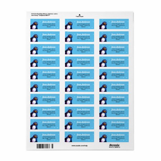 Étiquette Pingouin (Feuille entière)