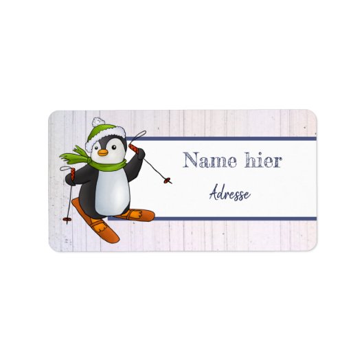 Étiquette Pingouin à ski (Devant)