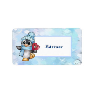 Étiquette Pingouin avec coeur