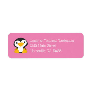 Étiquette Pingouin Baby shower fille rose