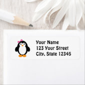 Étiquette Pingouin fille mignonne (En situation)