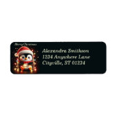 Étiquette Pingouin mignon enveloppé dans les lumières de Noë (Devant)