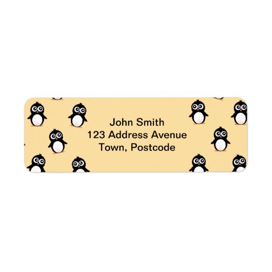 Étiquette Pingouin mignon motif - jaune or (Devant)