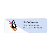 Étiquette Pingouin Ski hiver Noël Adresse de retour (Devant)