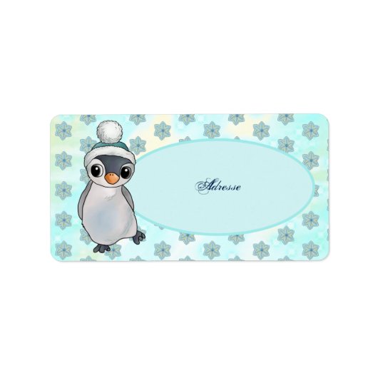 Étiquette Pinguin mit Mütze Adressaufkleber (Devant)