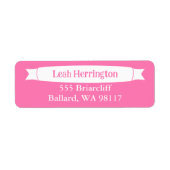Étiquette Pink Address Label with Decorative Banner (Devant)