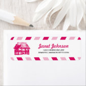 Étiquette Pink Airmail Beach Hut RETOUR ADRESSE EMAIL (En situation)