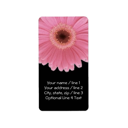Étiquette Pink and Black Gerbera Daisy | Vertical Address (Devant)