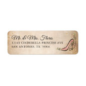 Étiquette Pink and Gold Princess Shoe Elegant Adresse de ret (Devant)