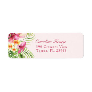 Étiquette Pink and Green Tropical Return Address Label