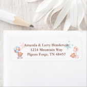 Étiquette Pink ans Blue Teddy Bear Adresse de retour (En situation)