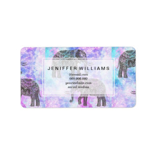 Étiquette Pink Aqua Black Elephant Bright Tribal