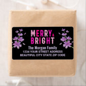 Étiquette Pink Black Christmas Holiday Party Retour Adresse (En situation)