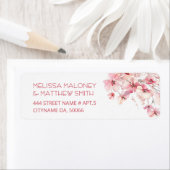 Étiquette  Pink Boho Floral White |  Wedding (En situation)