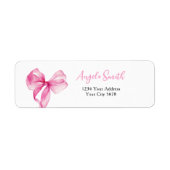 Étiquette Pink Bow Girls 1st Birthday Adresse (Devant)
