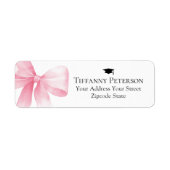 Étiquette Pink Bow Graduation Return Address (Devant)