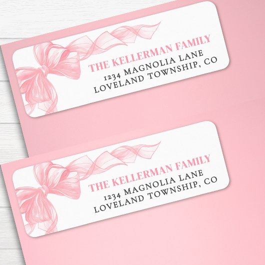 Étiquette Pink Bow Return Address
