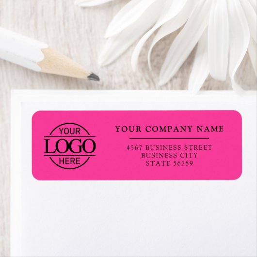 Étiquette Pink Custom Company Business Logo Return Address (En situation)