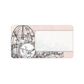 Étiquette Pink Damask Musical Vintage Bird Cage Adresse (Devant)