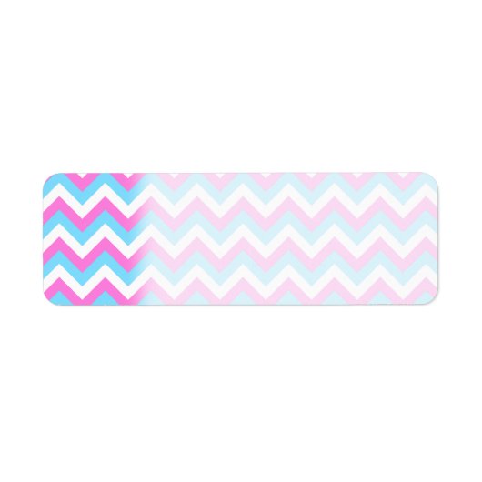 Étiquette Pink et Bleu Chevron Zig Zag Stripes. (Devant)