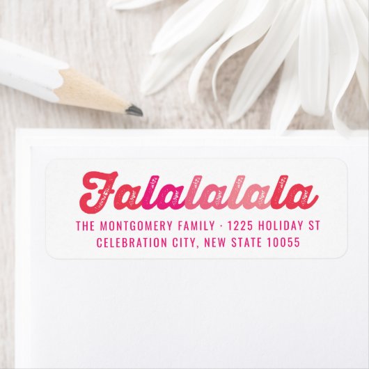 Étiquette Pink Falalalala Bold Script Modern Holiday Adresse (En situation)