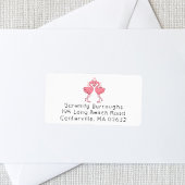 Étiquette Pink Flamingos Hawaiian Tropical Beach Wedding