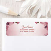 Étiquette Pink Floral Butterfly Wedding Return Address (En situation)