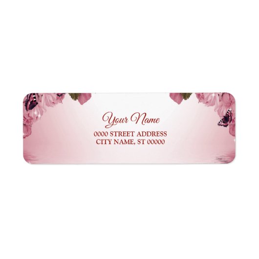 Étiquette Pink Floral Butterfly Wedding Return Address (Devant)